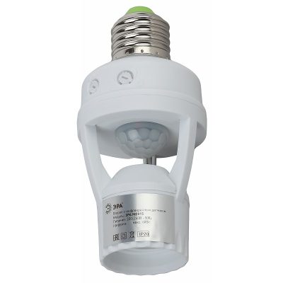 Датчик движения-патрон ЭРА MD 15 белый E27 60вт 6м IP20 (50/1600)