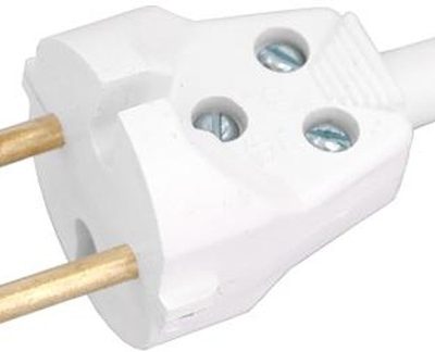 Вилка электрическая плоская с кембриком без заземл. 6А 250В IP20 полистирол Bylectrica В6-215