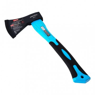 Топор кованный, 800 гр, с фиберглассовой резиновой рукояткой, Smartbuy tools