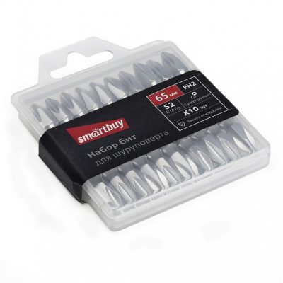 Биты PH2, сталь S2, двусторонние, 65 мм, кейс, Smartbuy PRO TOOLS (SBT-PRO-SCBS-10P4)